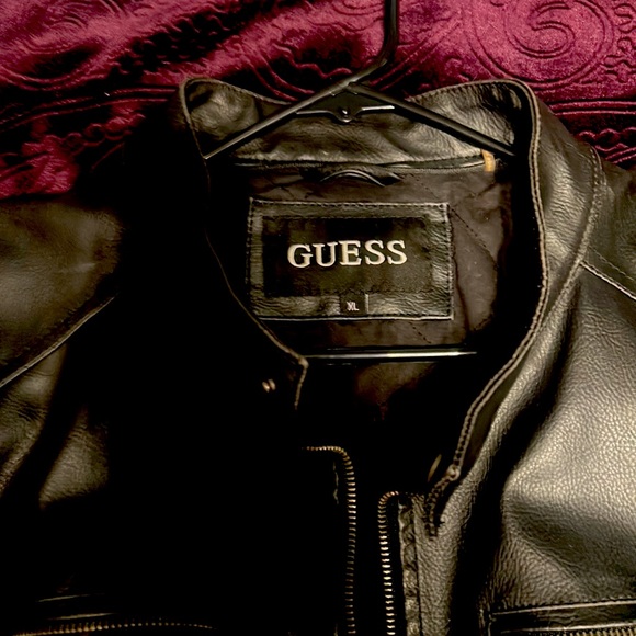 LEATHER BLACK Jacket SEXY!  XL GUESS - Picture 3 of 6